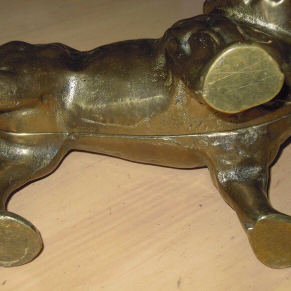 Vintage Cast 60/70s Bronze Metal Bulldog Dog Piggy Coin Still Bank 6" high - Picture 5 of 6